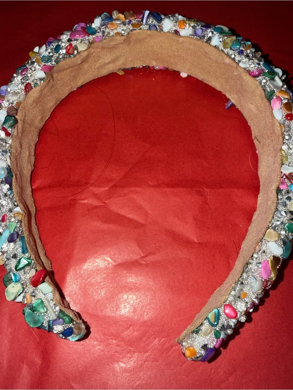 Beaded Multicolor rhinestone Padded Headband